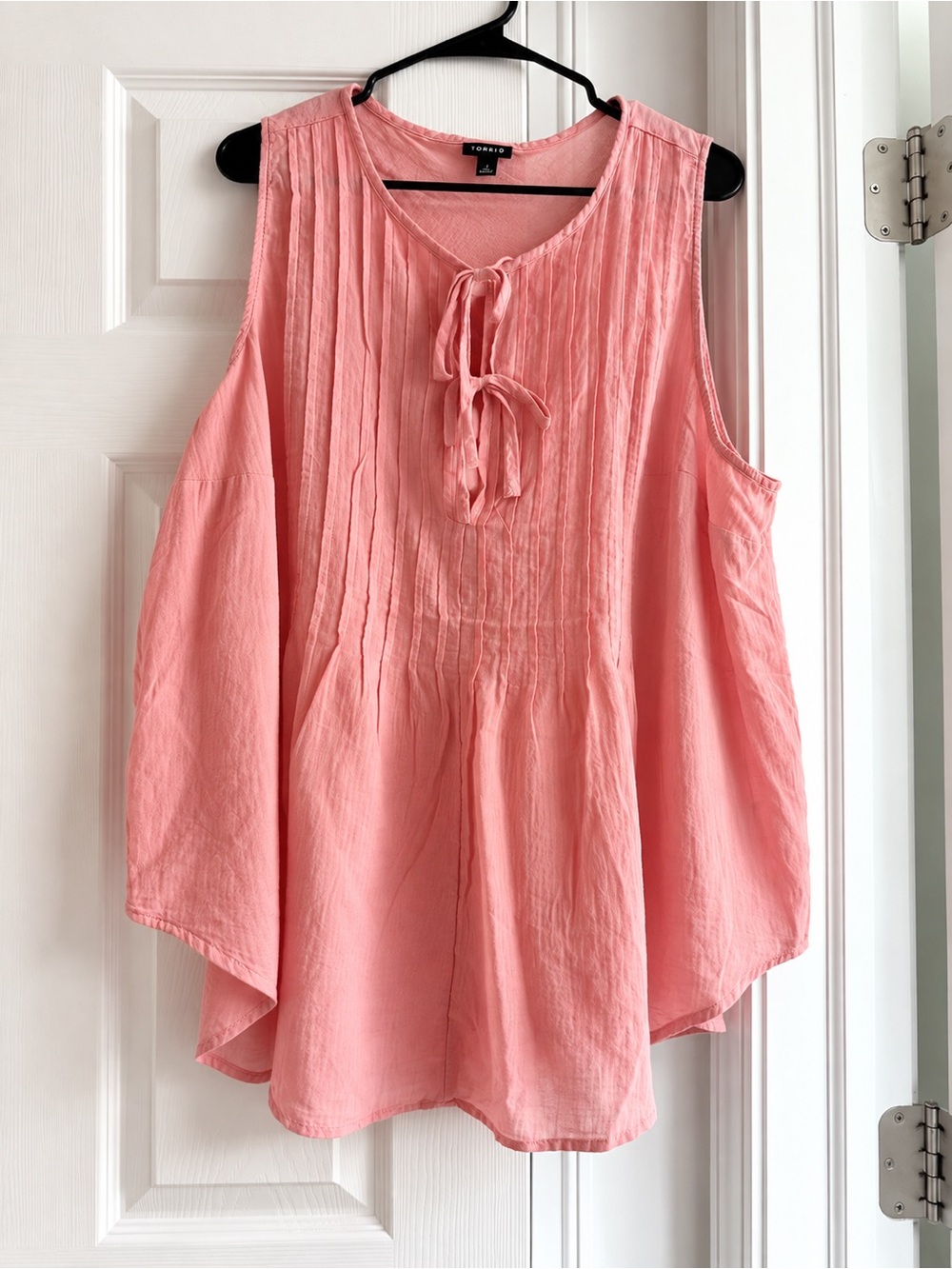 torrid Coral Pink Sleeveless Pintuck Tie-Front Camisole